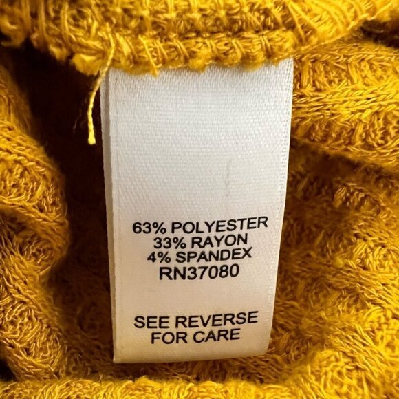 Est 1946 Womens Pullover Sweater Yellow Long Sleeve Cowl Neck Waffle Knit S - Picture 9 of 10